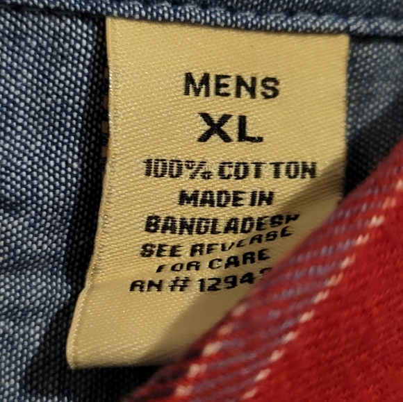 Backpacker Red Stuart Tartan Plaid Flannel Shirt Contrast Chambray Outdoor - Picture 5 of 8